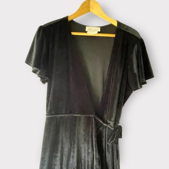 BHLDN Thrive Velvet Wrap Dress Size XL NWT MIDI Velour Flutter‎ Sleeve - Picture 7 of 13